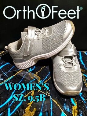 EUC Orthofeet Joelle Women's Orthopedic Silver Sneakers Sz 9.5B